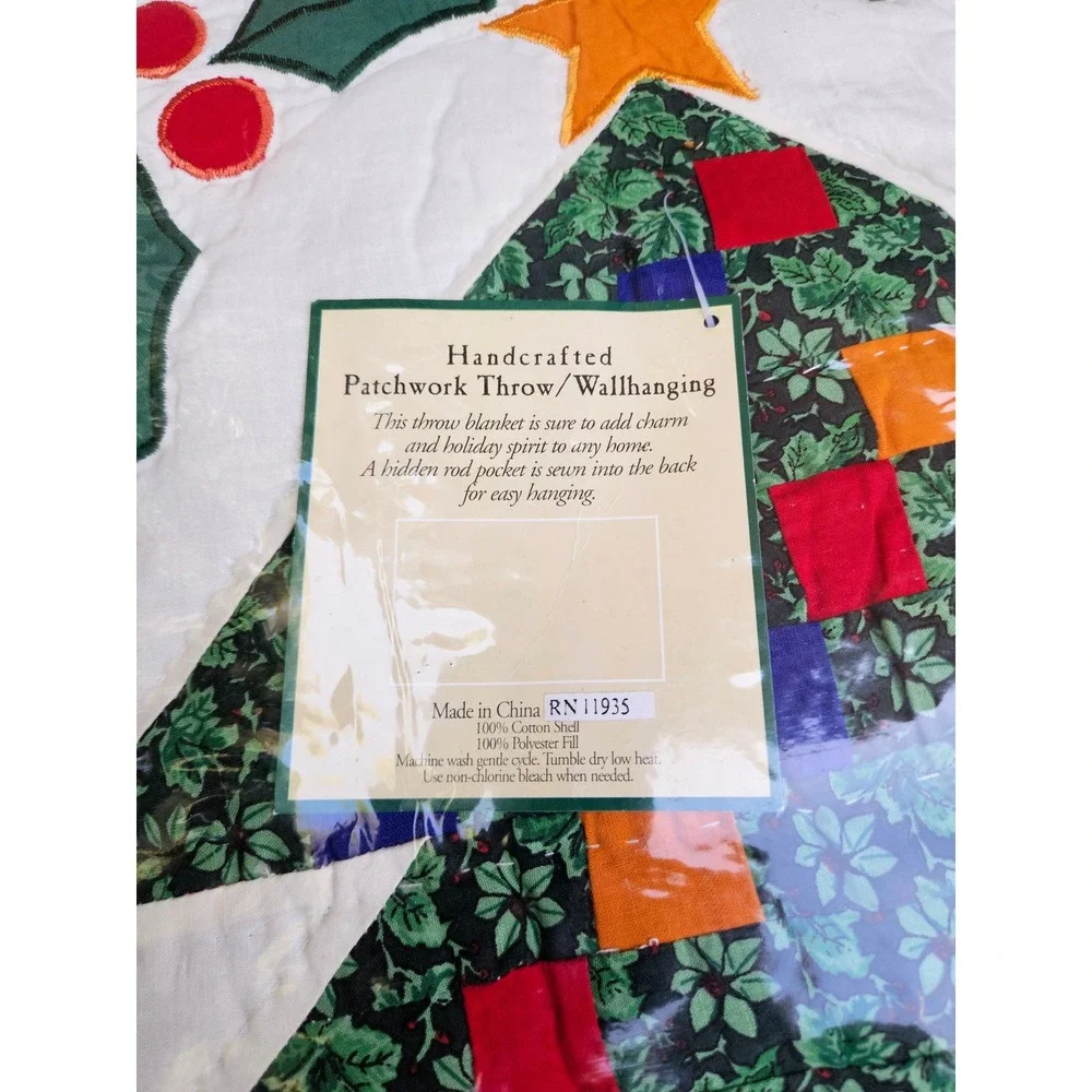 Vtg Hawthorne Hill Handquilted Christmas Patchwork Throw/Wall Hanginf